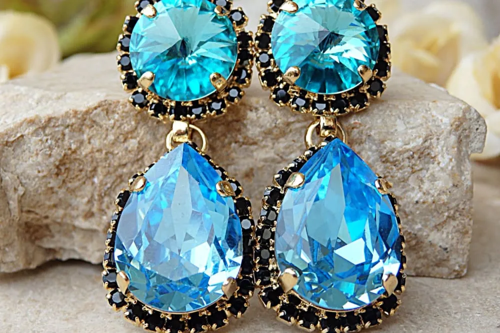 Blue black earrings