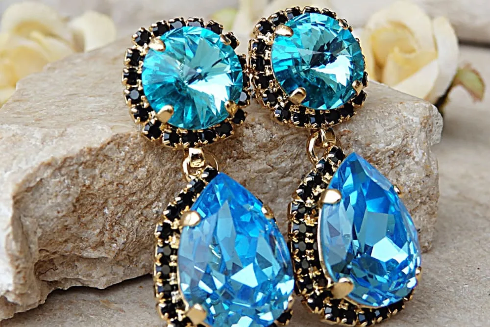 Blue black earrings