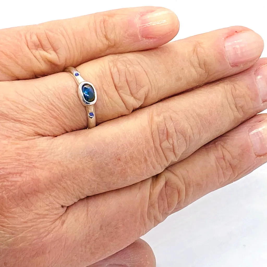Blue Sapphire & Sapphire Ring (size 7 1/2)