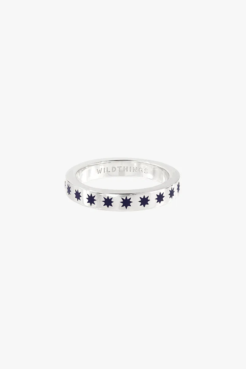 Blue star ring silver