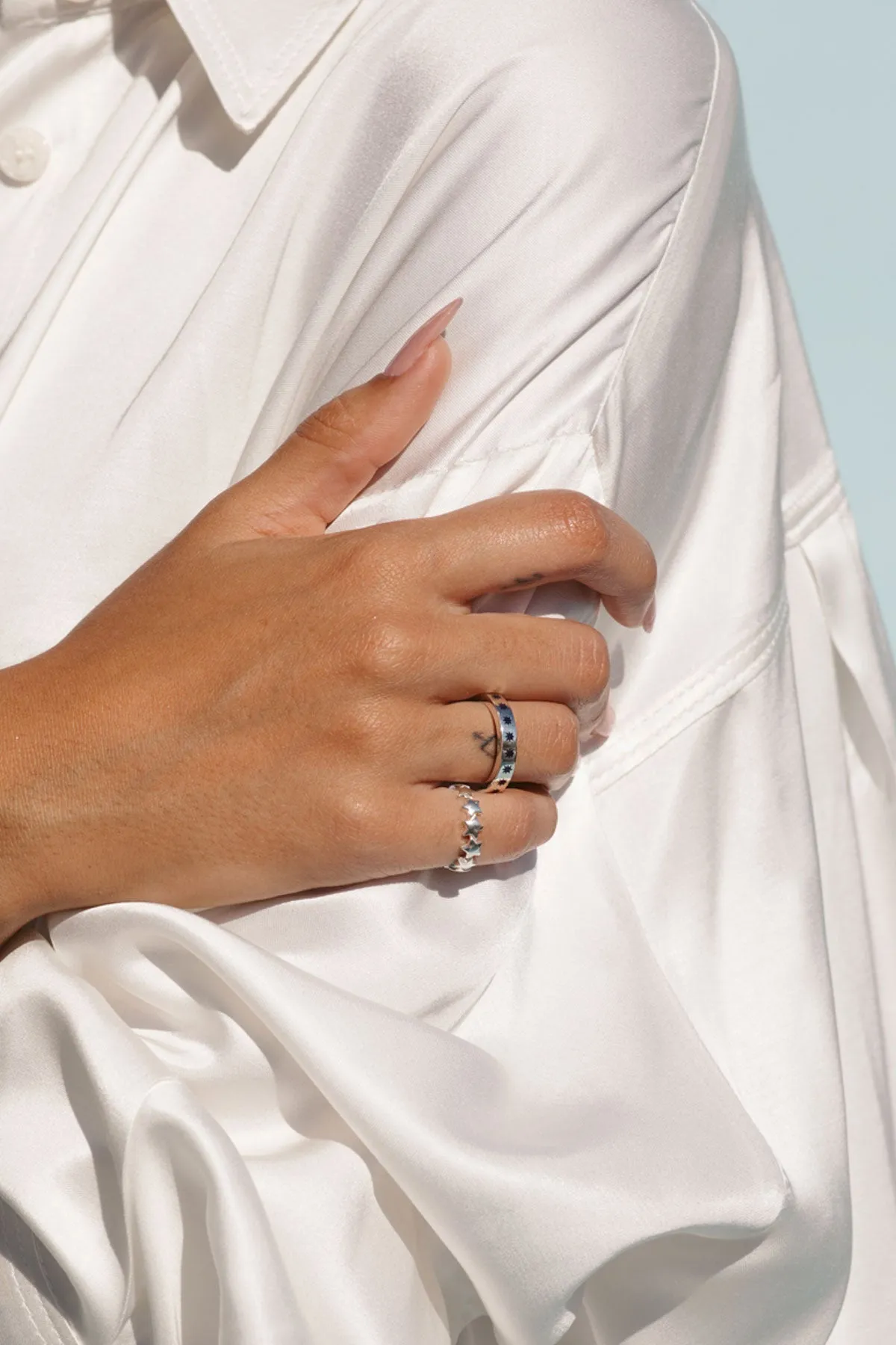 Blue star ring silver