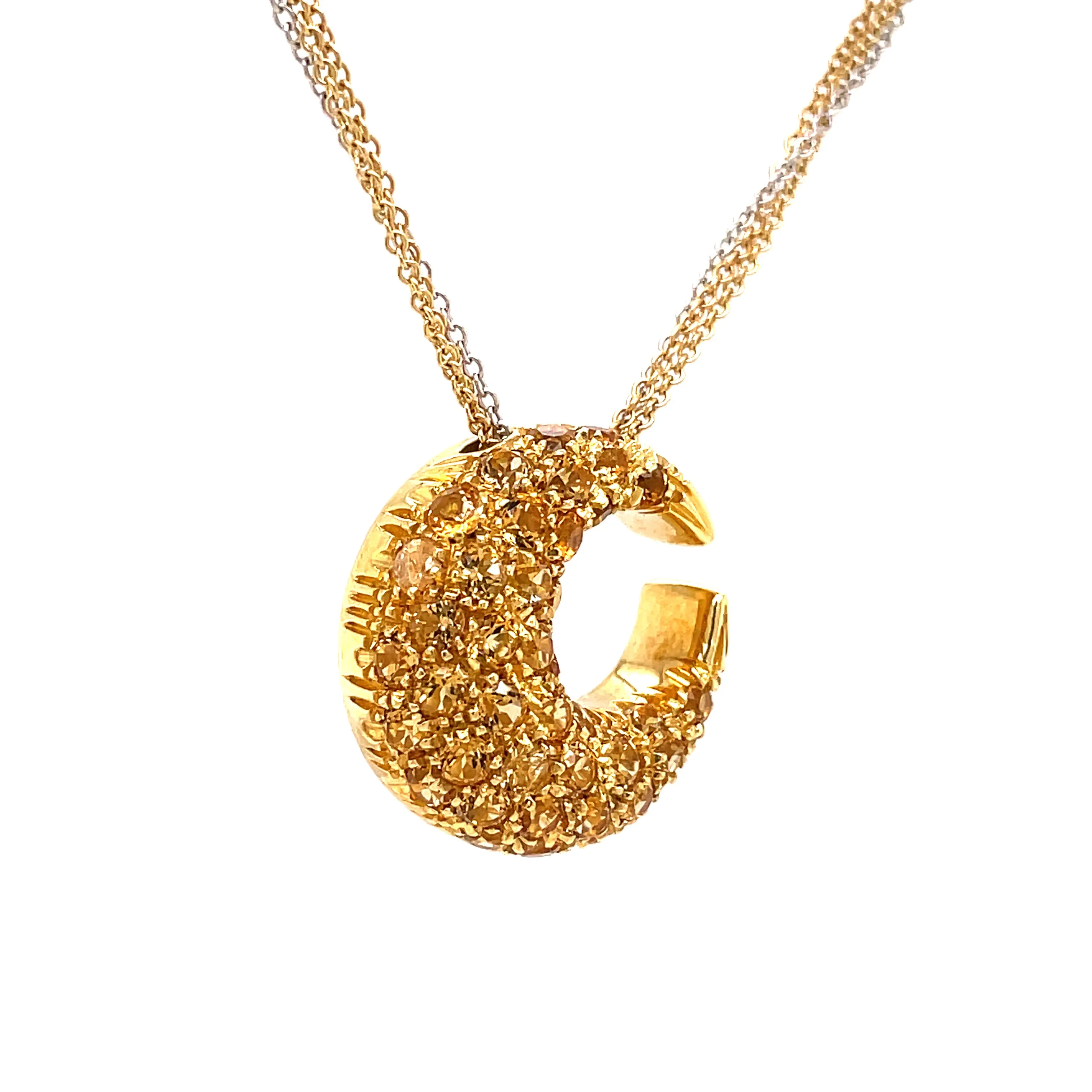 Bossio Bruni Crescent Moon Citrine Necklace