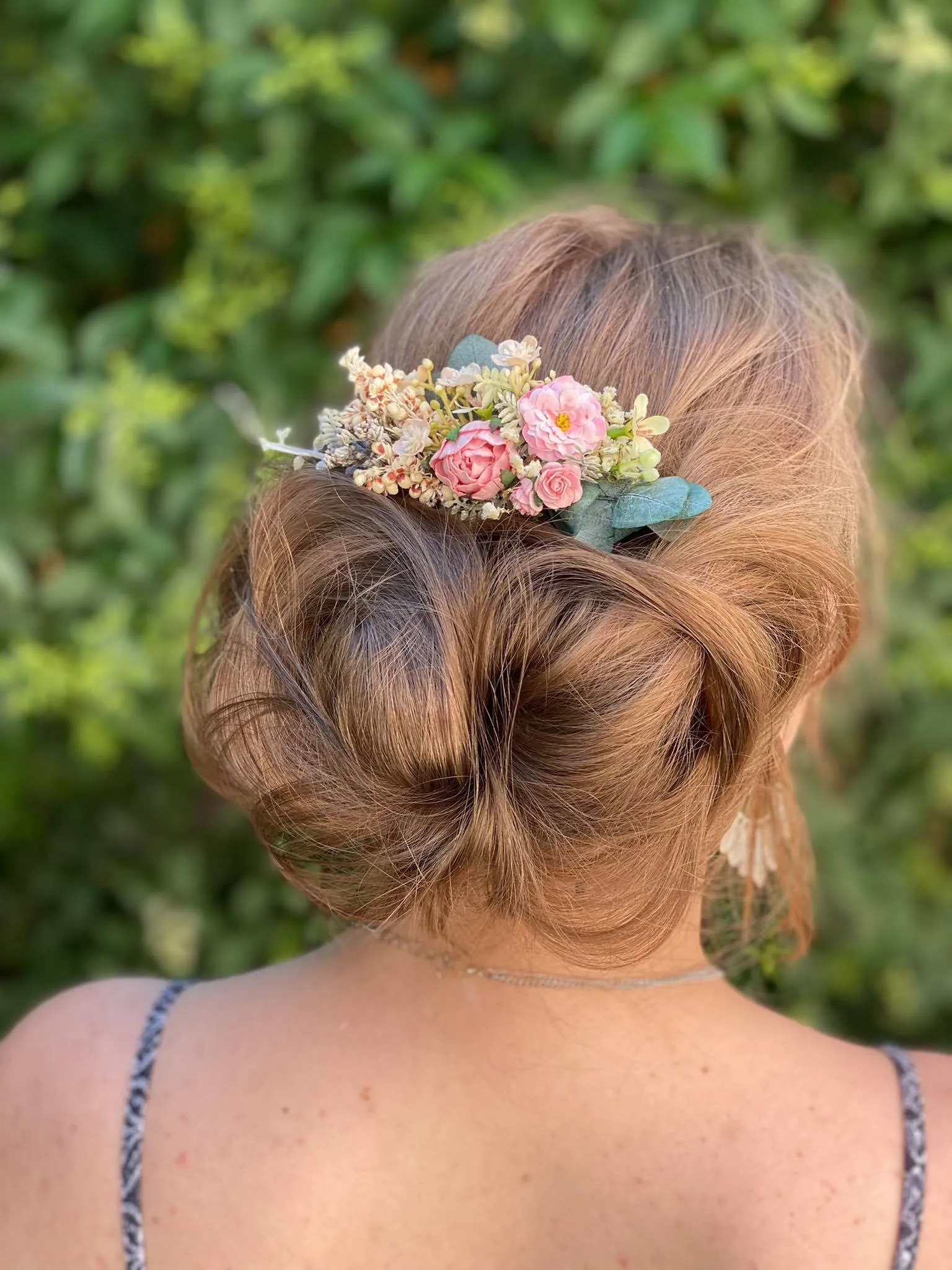 Bridal flower hair comb Peony wedding comb Pink and green headpiece Customisable wedding comb Magaela hair jewellery Romantic vintage comb
