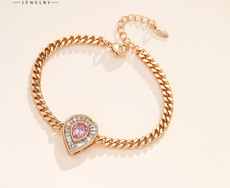 Caibao series water drop full set bracelet for women retro light luxury niche temperament high-end sense