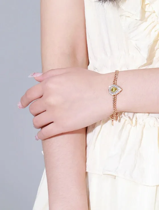 Caibao series water drop full set bracelet for women retro light luxury niche temperament high-end sense