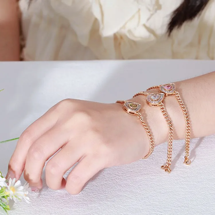 Caibao series water drop full set bracelet for women retro light luxury niche temperament high-end sense