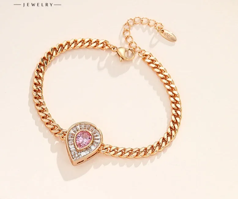 Caibao series water drop full set bracelet for women retro light luxury niche temperament high-end sense