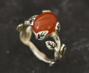 Carnelian Ring - Red Branch Ring - Olive Leaf Ring
