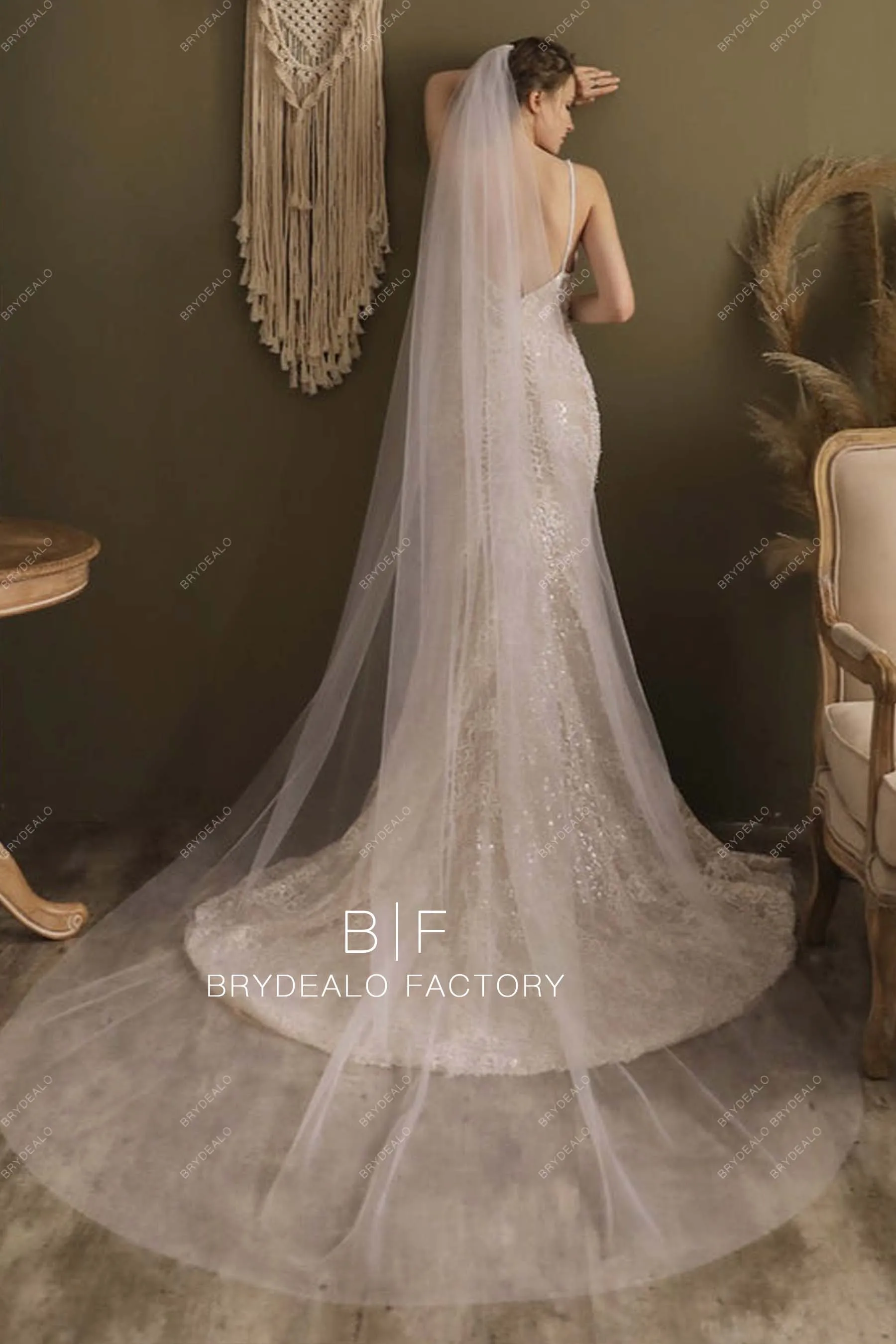 Cathedral Length Bridal Veil Plain Tulle Wedding Veil