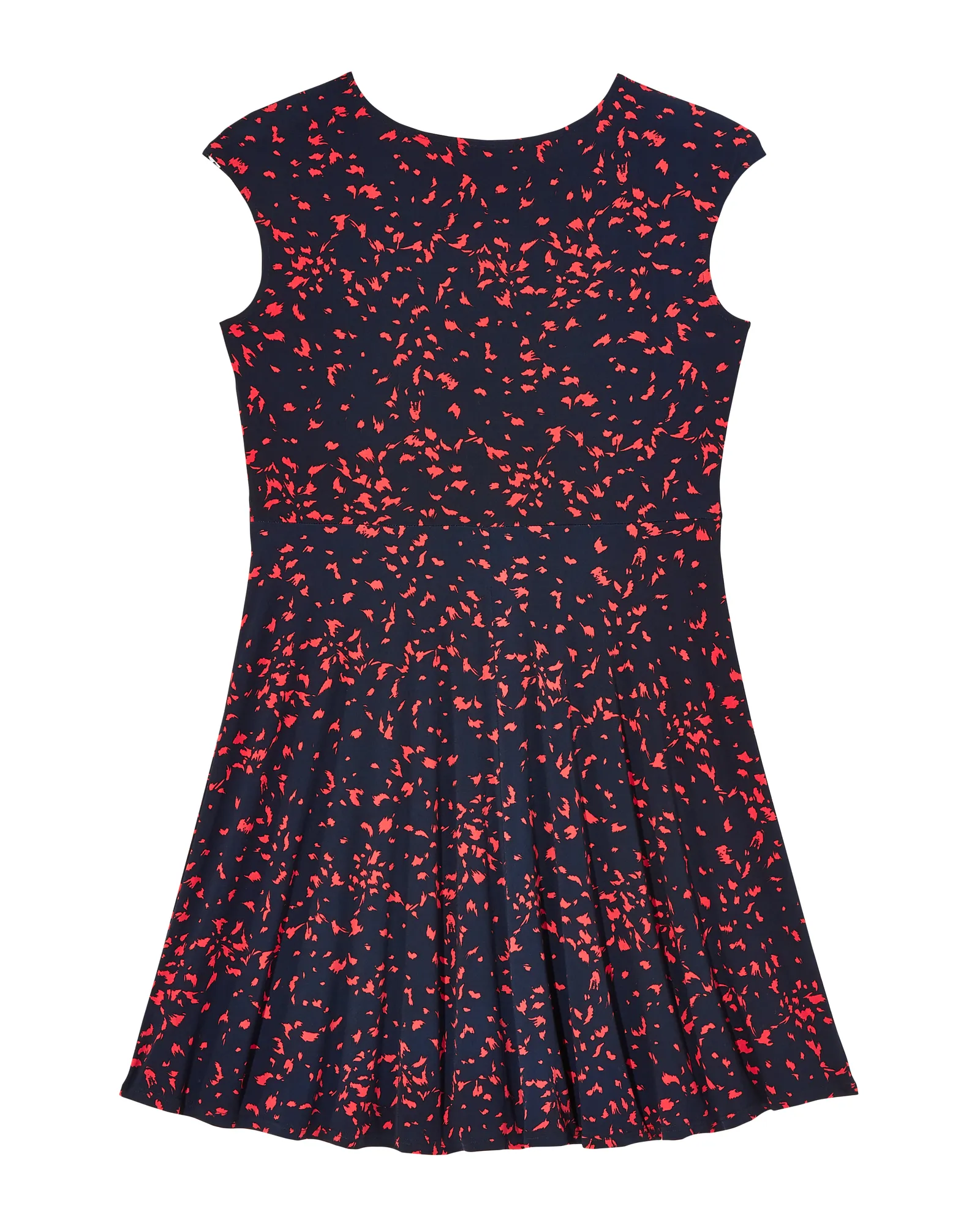 Ceram Criss-Cross Neck Fit and Flare Dress | Navy / Red