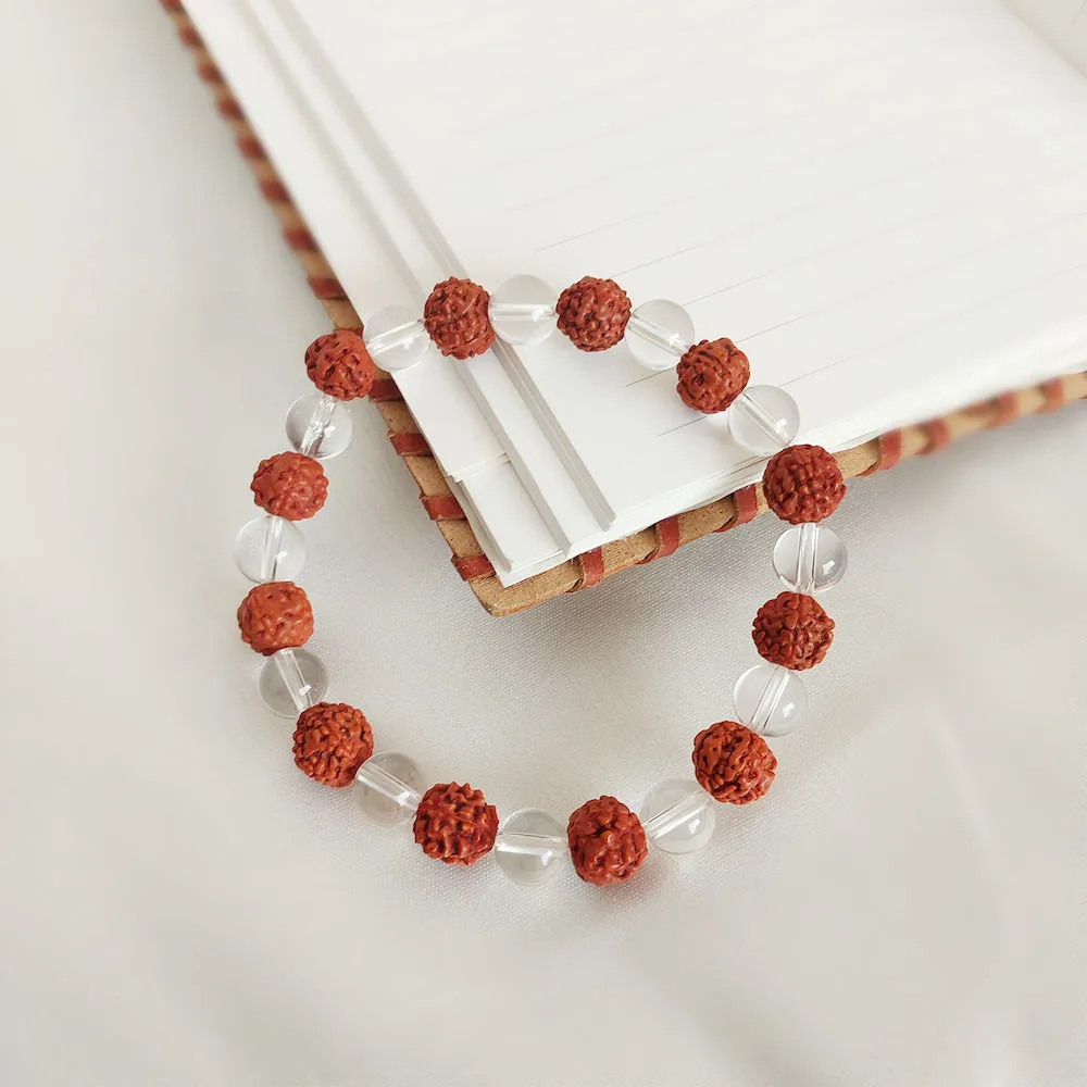Certified Clear Quartz And Rudraksha Bracelet