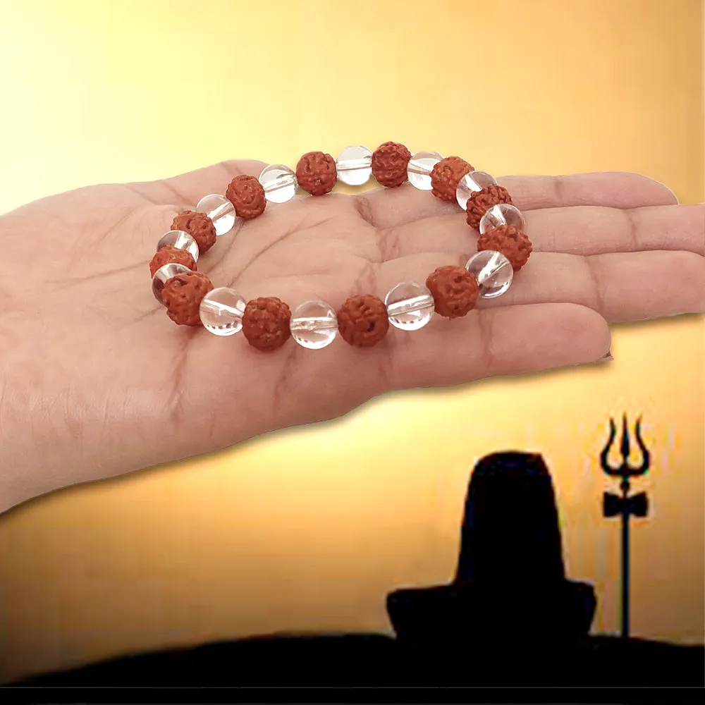 Certified Clear Quartz And Rudraksha Bracelet