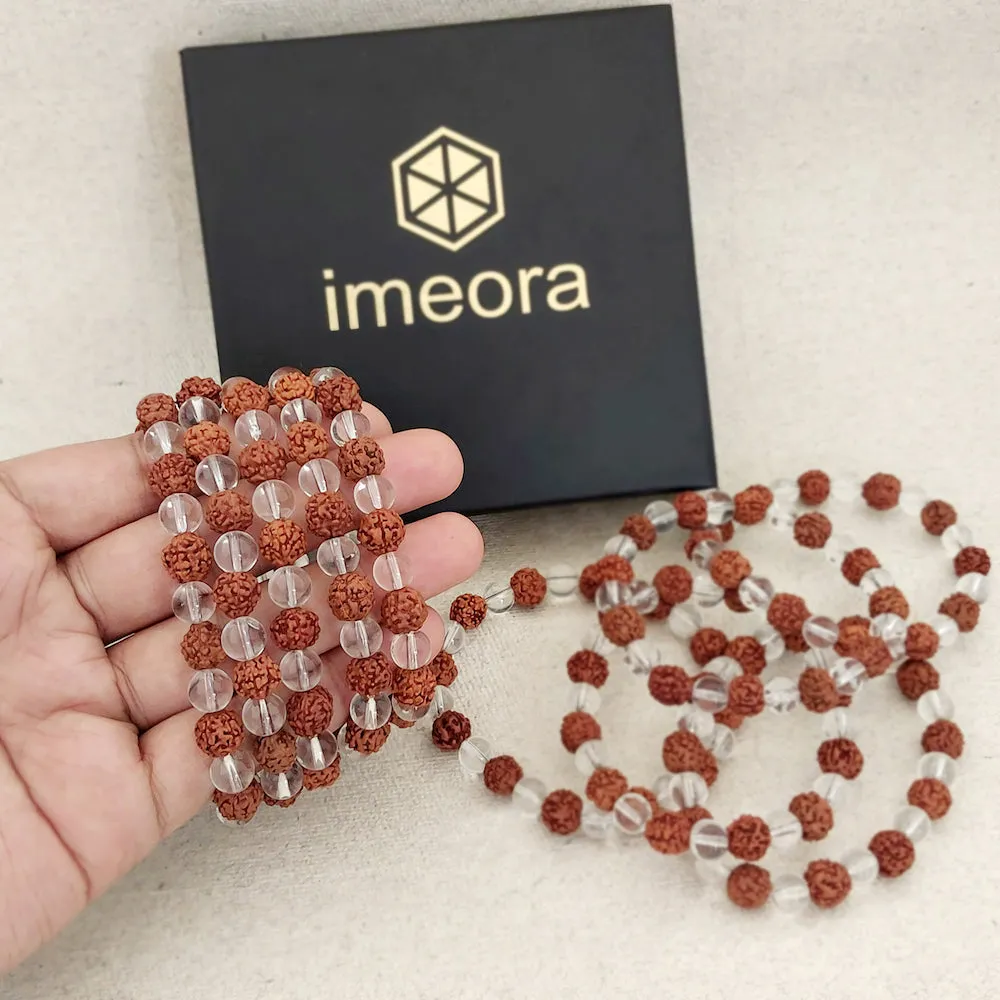 Certified Clear Quartz And Rudraksha Bracelet