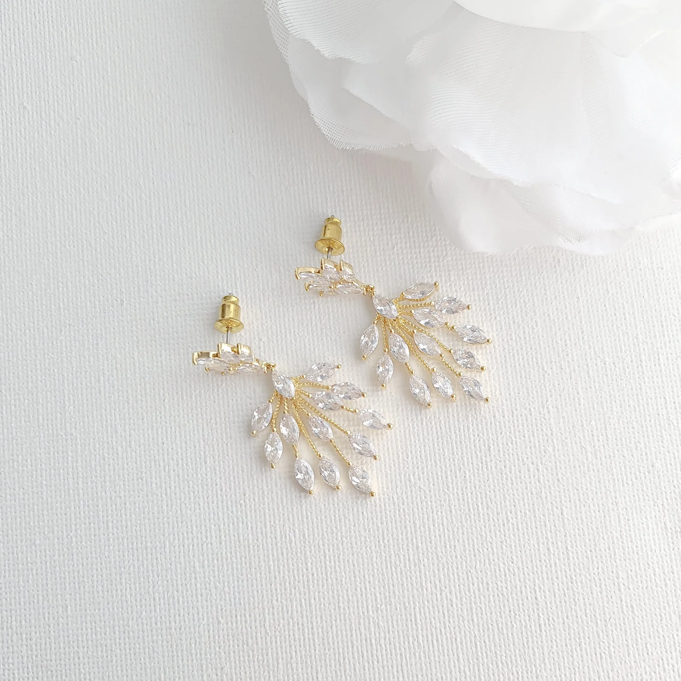Chandelier Earrings for Weddings in Rose Gold-Belle