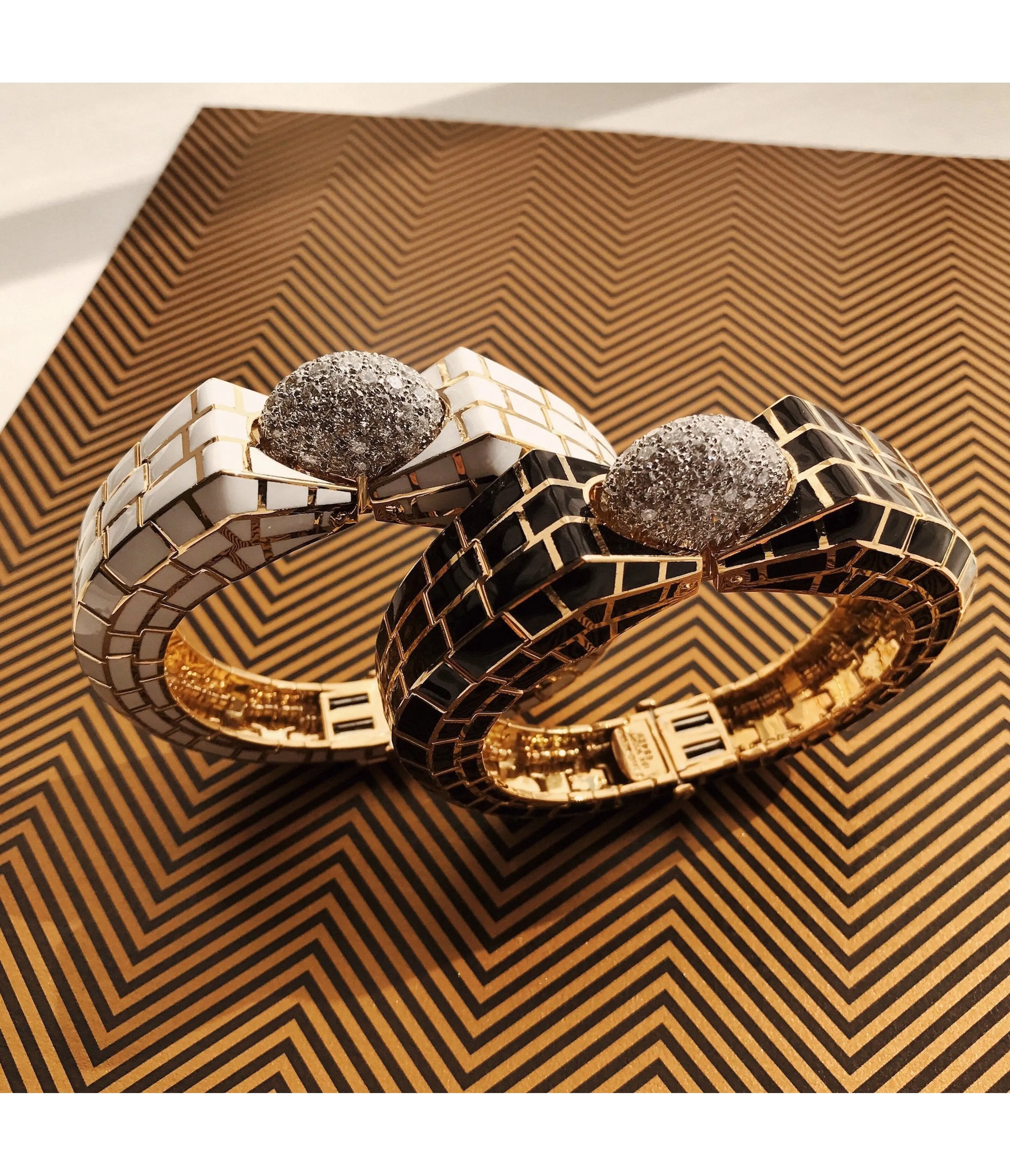 Checkerboard Bracelet, White Enamel