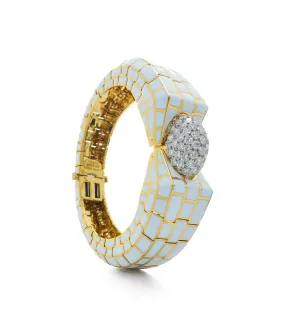 Checkerboard Bracelet, White Enamel