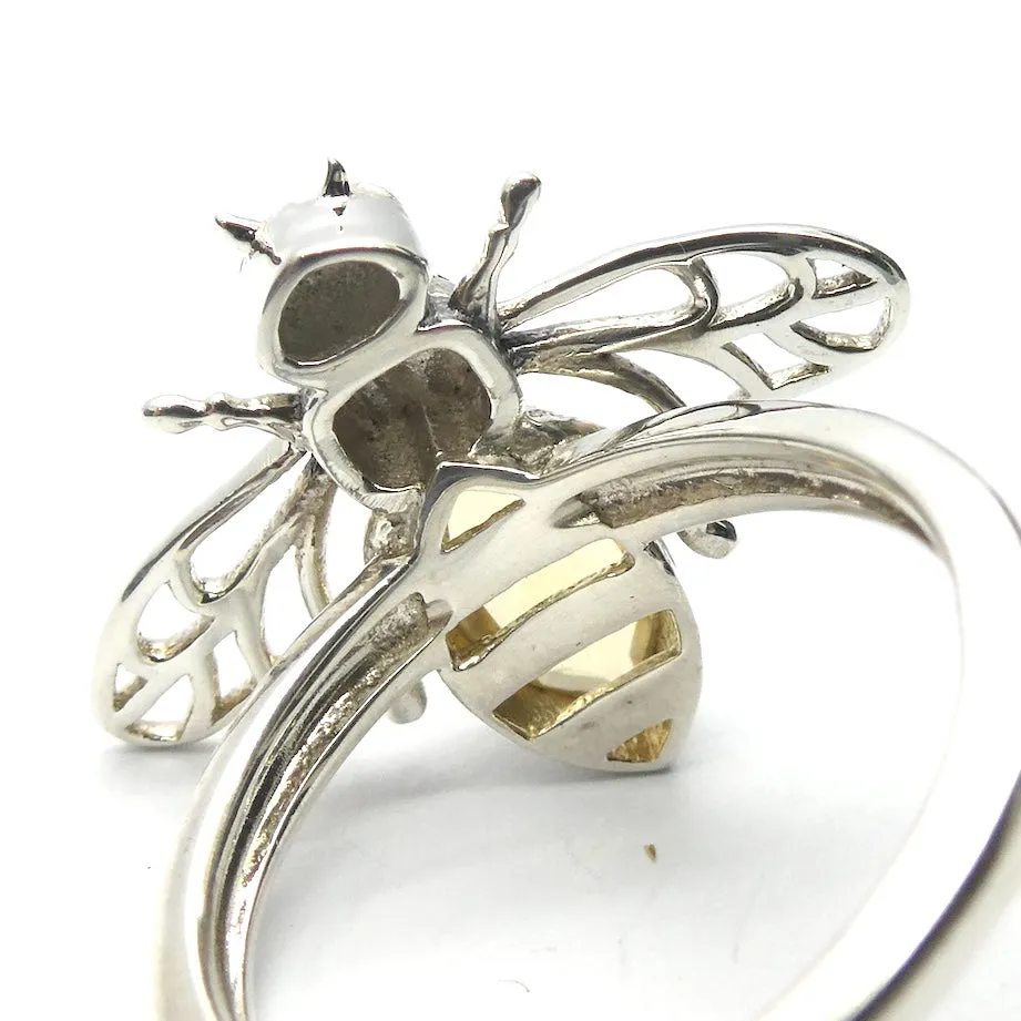 Citrine Bee Ring, 925 Sterling Silver, Size 7