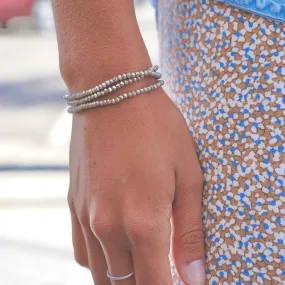 Crystal Beaded Stretch Bracelet - Taupe