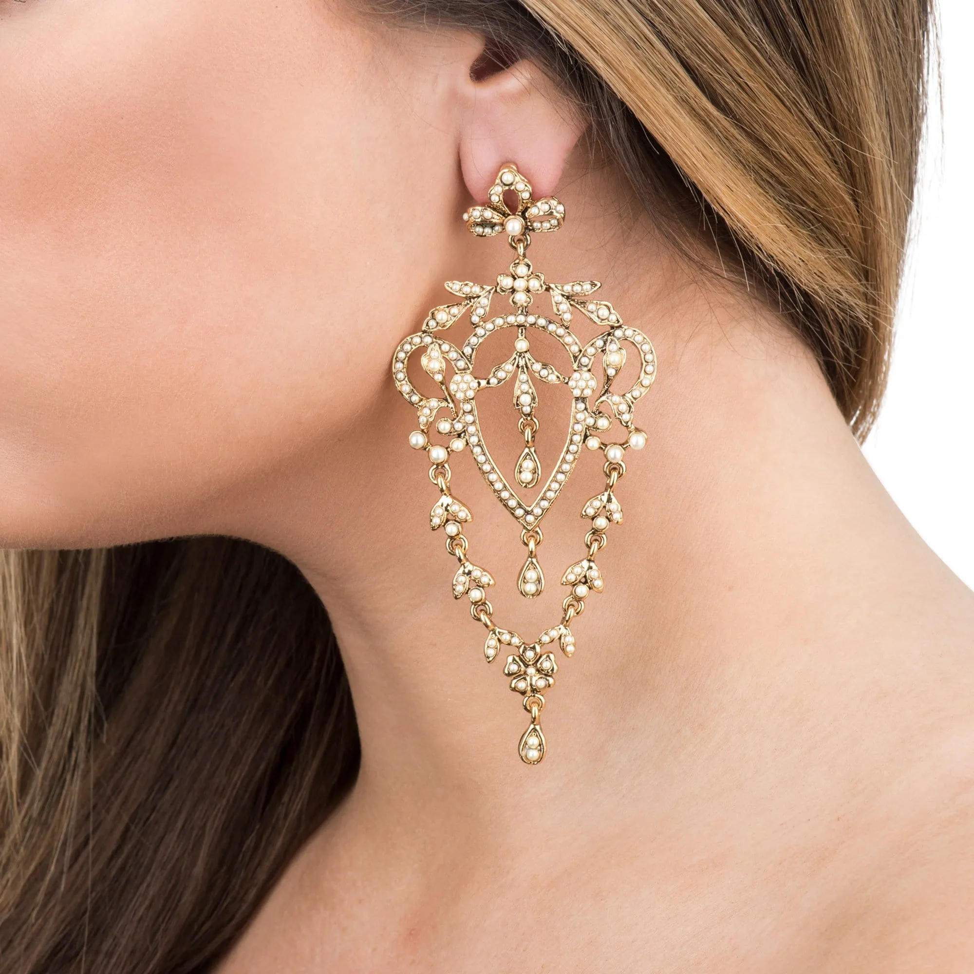 Crystal Floral Chandelier Earrings