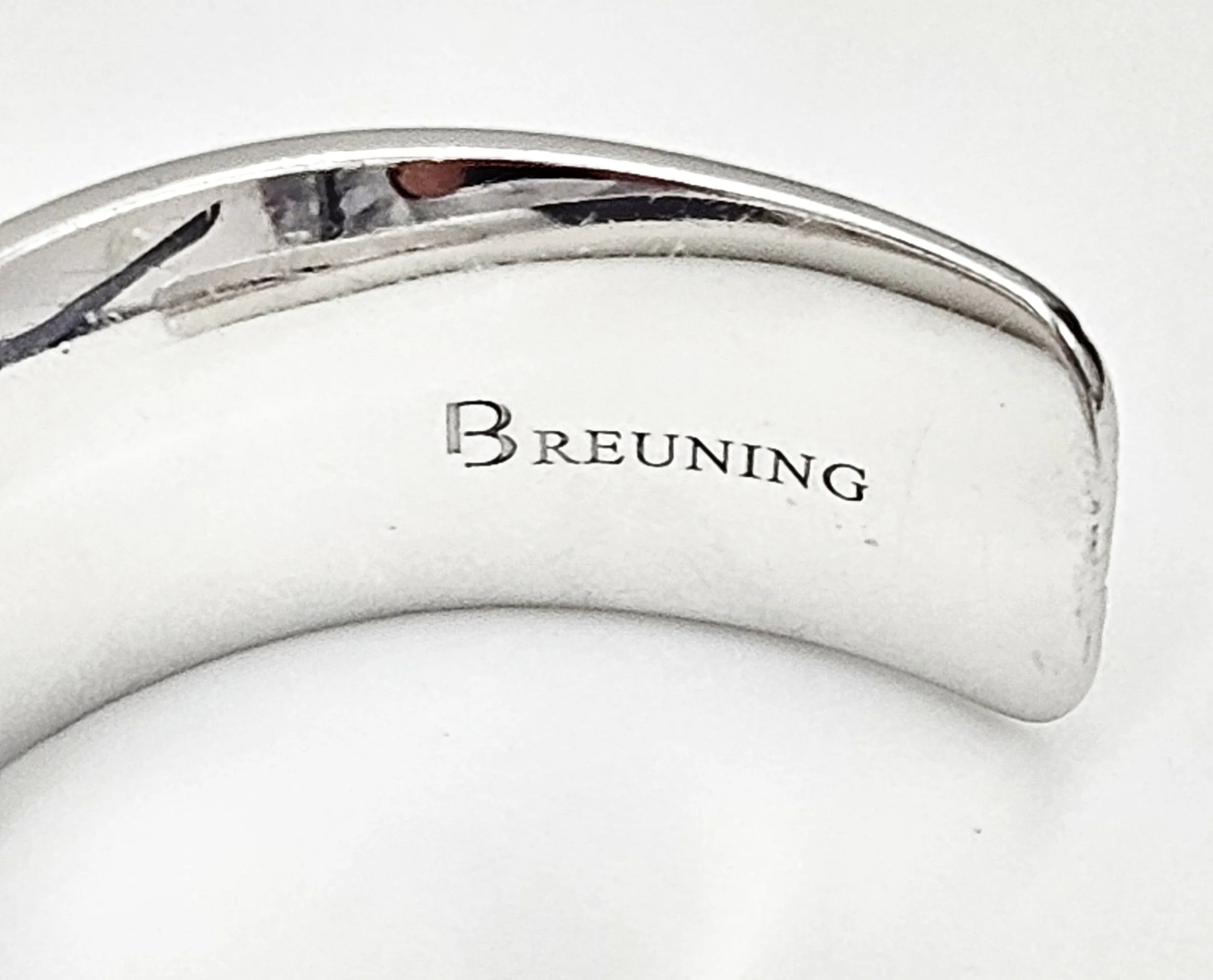 Designer Breuning Sterling & Rose Gold Modernist Bracelet Earrings Ring Set