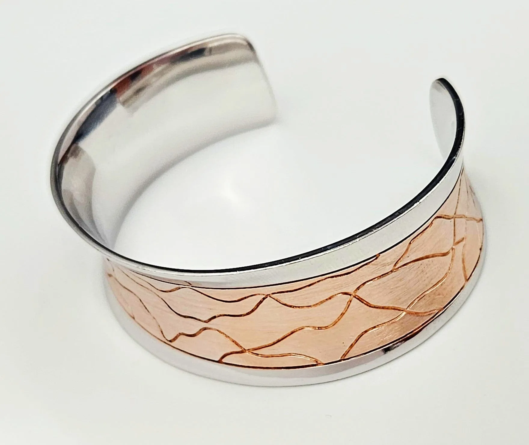 Designer Breuning Sterling & Rose Gold Modernist Bracelet Earrings Ring Set