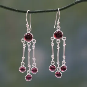 Dreamer Garnet & Silver Chandelier Earrings