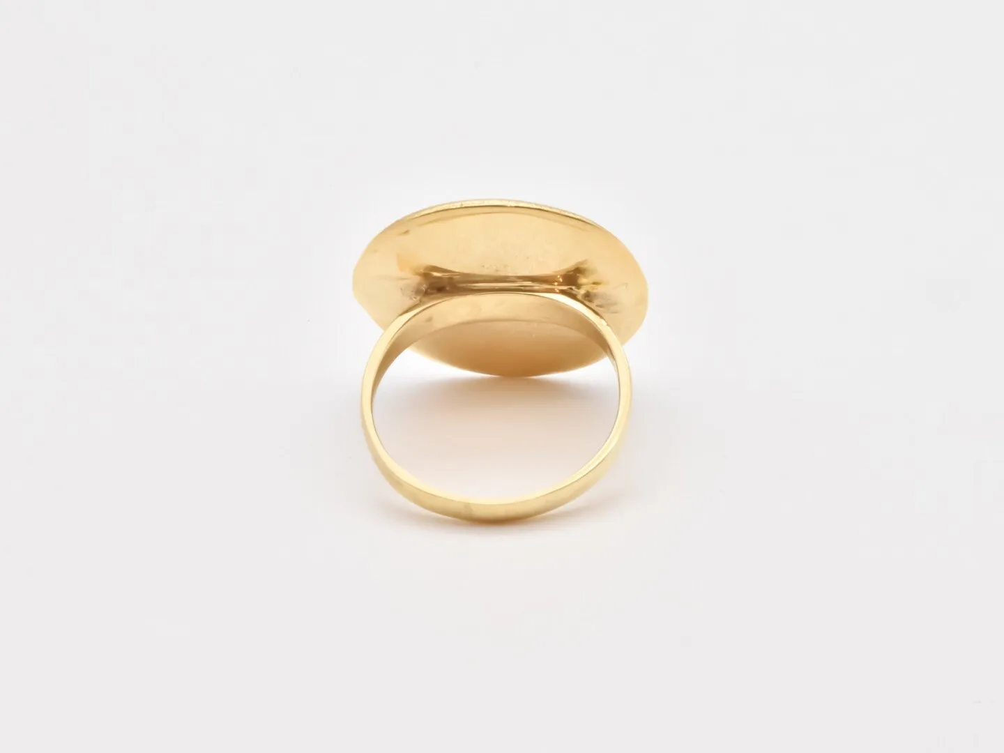 Elephant Disc Ring - Gold Signet Band, Sketched Elephant Ring