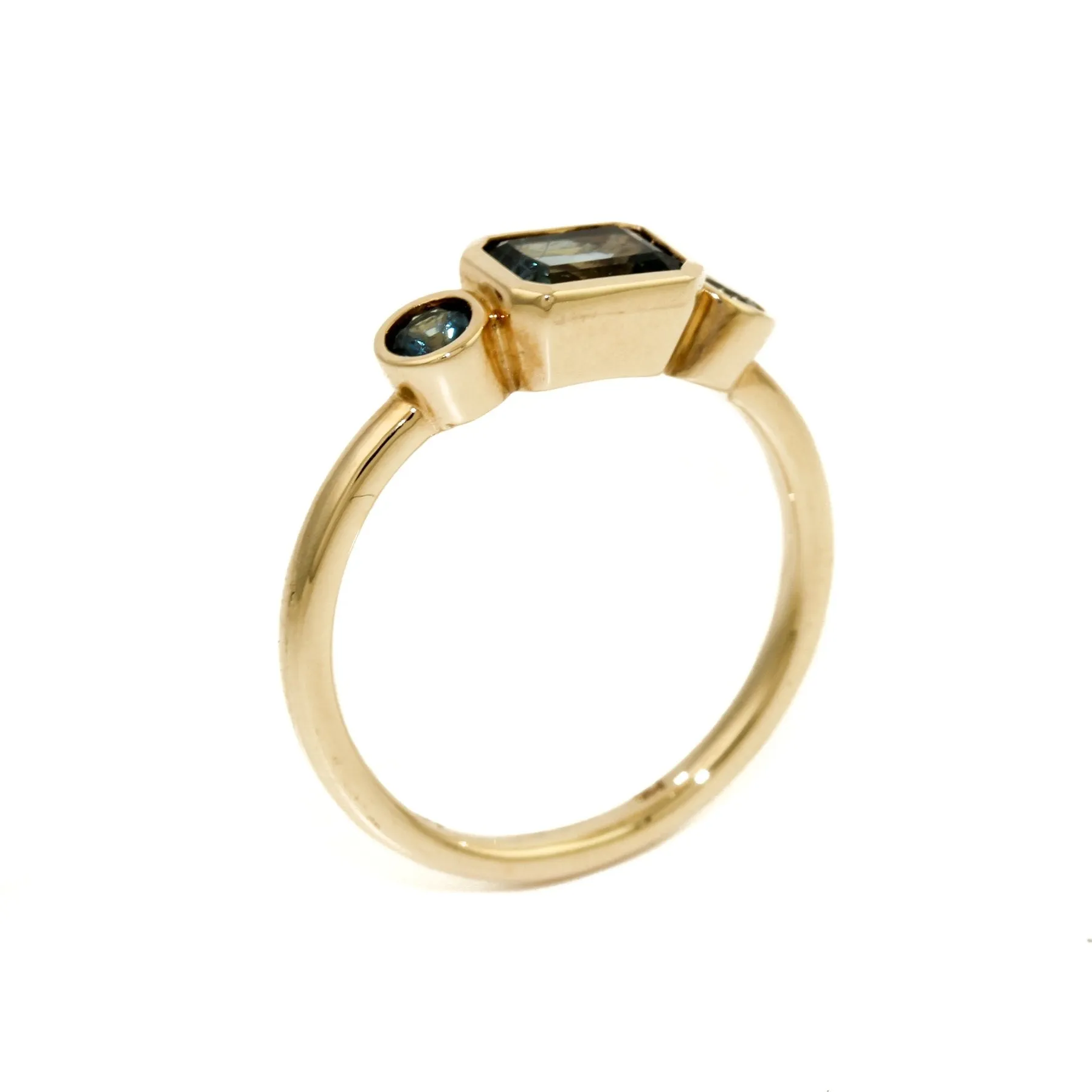Emerald Cut Montana Sapphires with Side Rounds