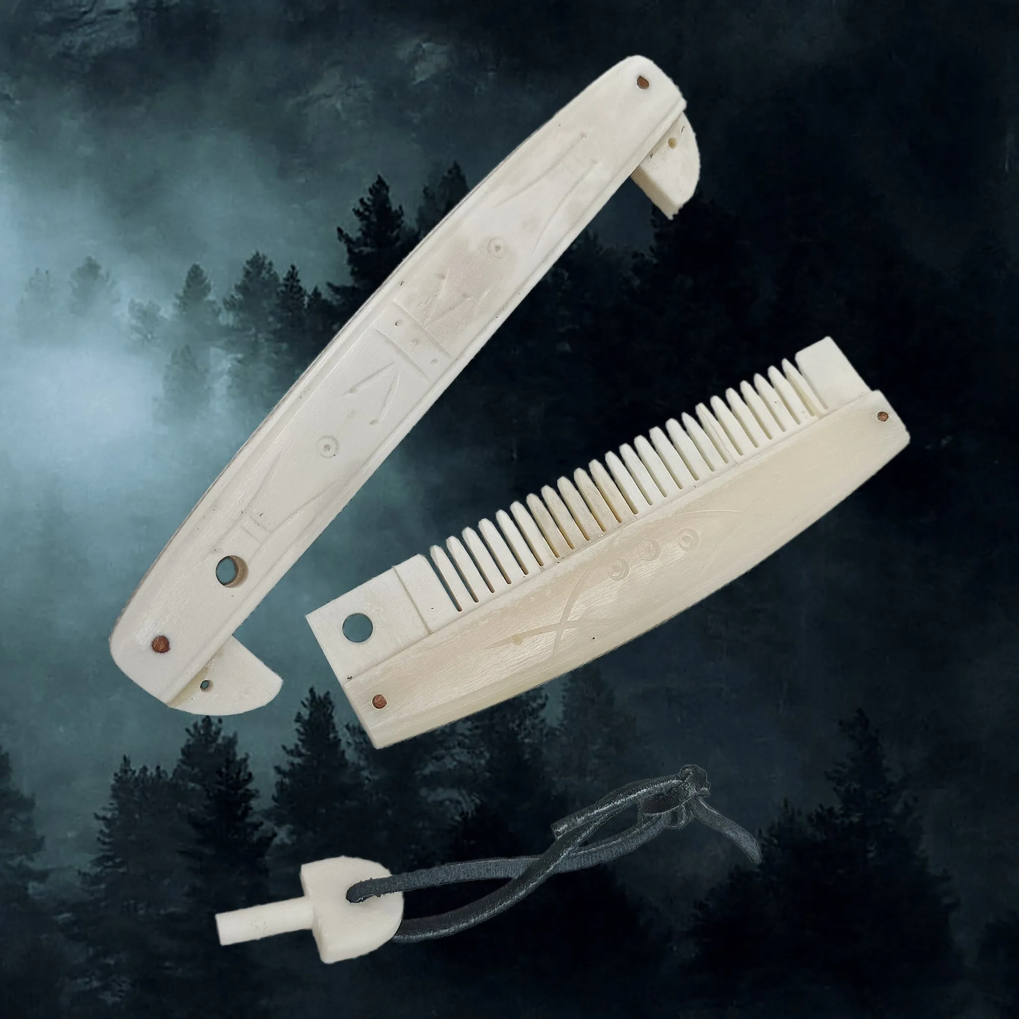 Encased Bone Viking Comb with Markings