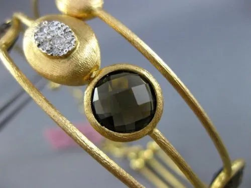 ESTATE LARGE 6.20CT DIAMOND & SMOKY TOPAZ 18KT TWO TONE GOLD BANGLE BRACELET