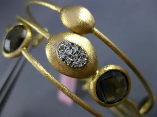 ESTATE LARGE 6.20CT DIAMOND & SMOKY TOPAZ 18KT TWO TONE GOLD BANGLE BRACELET