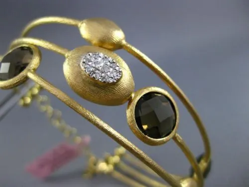 ESTATE LARGE 6.20CT DIAMOND & SMOKY TOPAZ 18KT TWO TONE GOLD BANGLE BRACELET