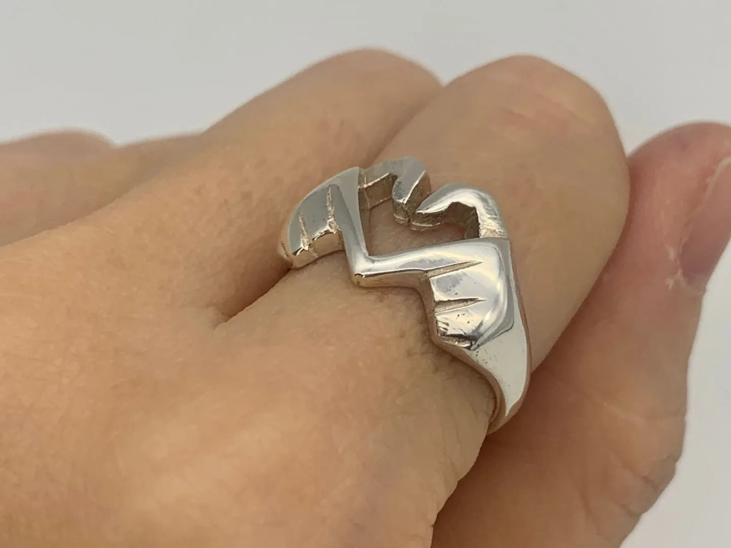 Finger Heart Ring - Silver Heart Ring - Couple Ring