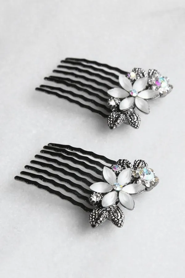 Frosted Flowers Hair Comb (Pair)