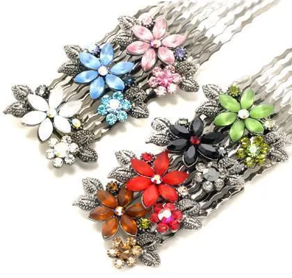 Frosted Flowers Hair Comb (Pair)