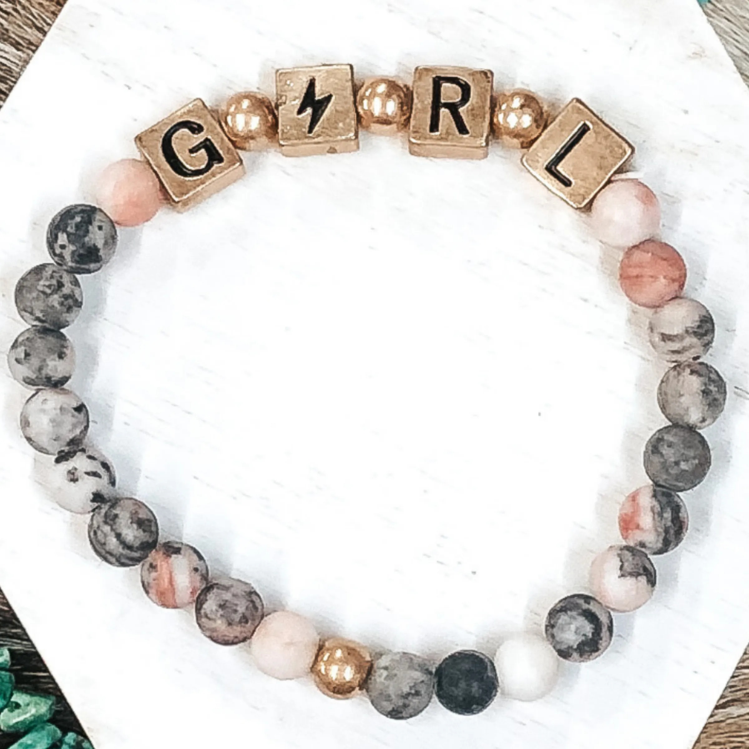 Girl Power Bracelet in Pink Marble