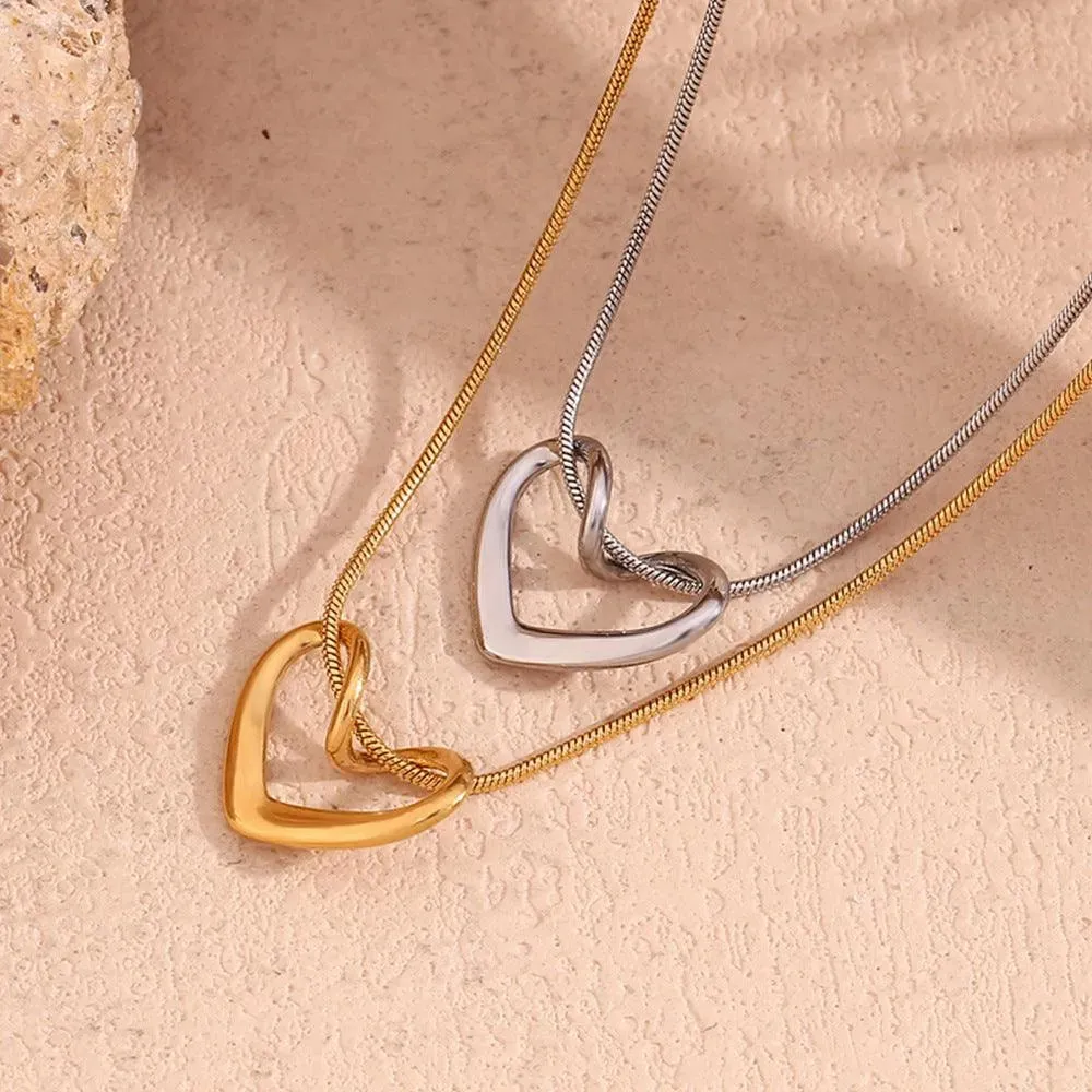 Gold and Silver Heart Knot Pendant Necklace – Minimalist Jewellery for Women