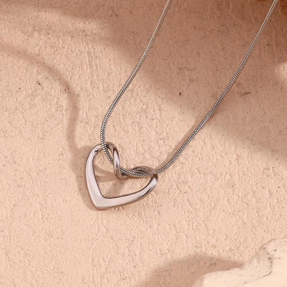 Gold and Silver Heart Knot Pendant Necklace – Minimalist Jewellery for Women