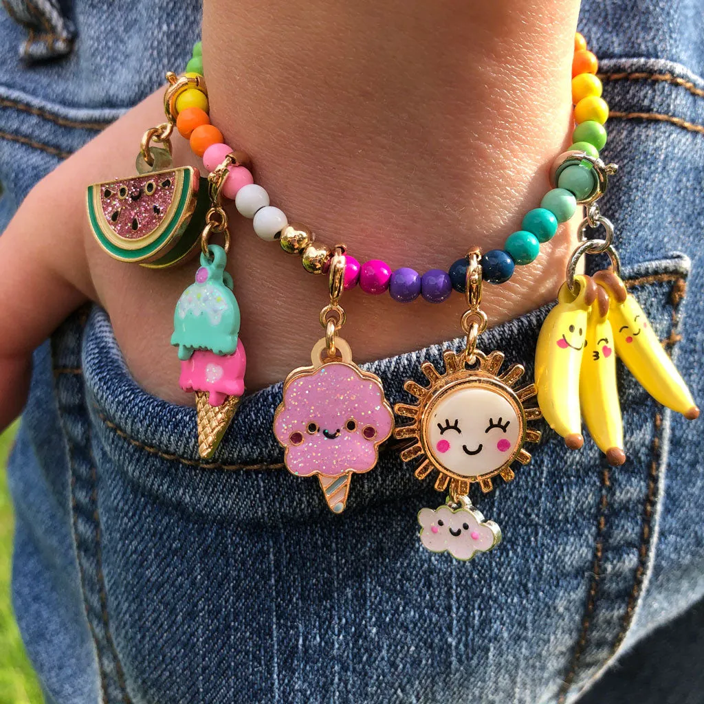 Gold Rainbow Bead Charm Bracelet