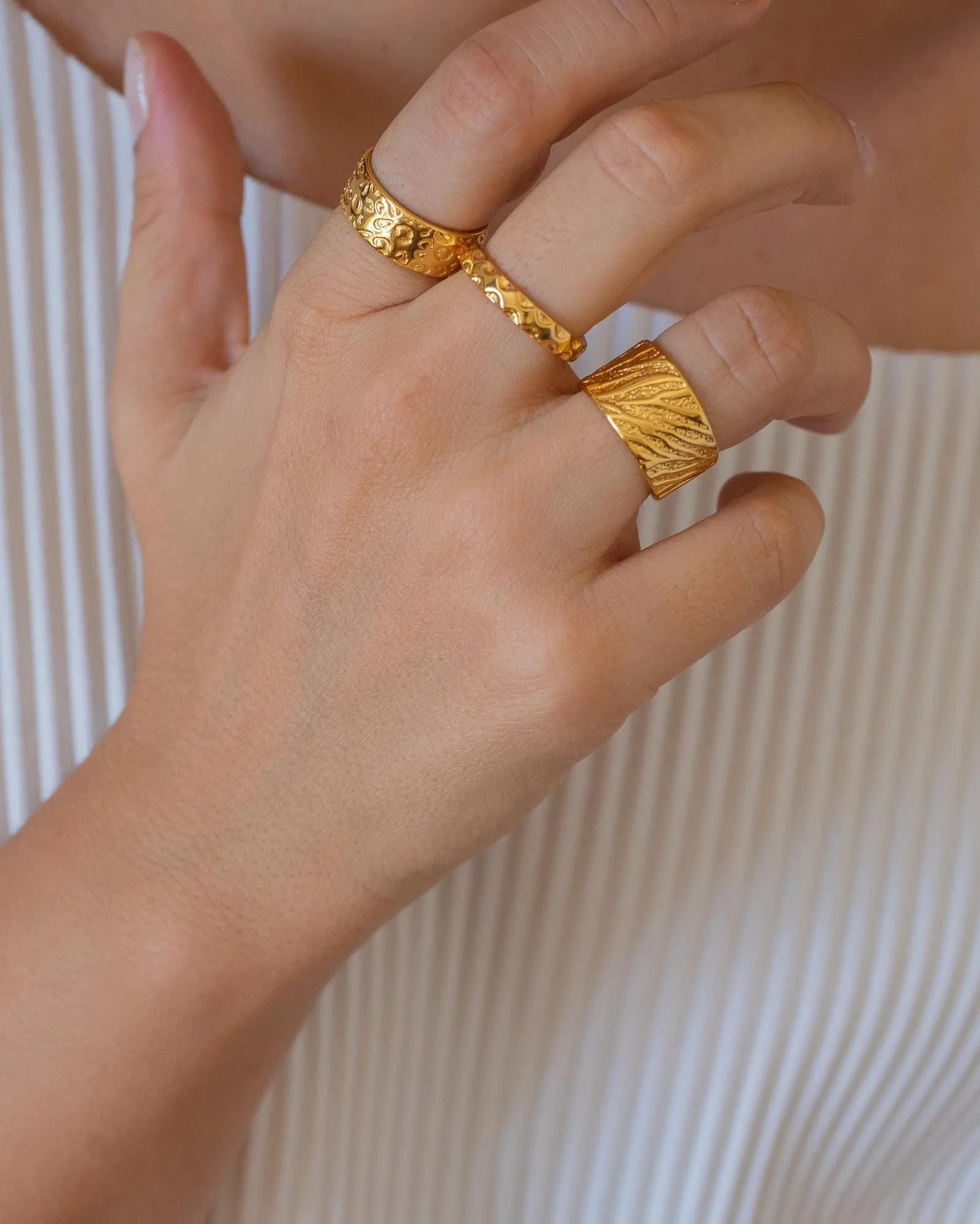 Gold Zebra Animal Print Pattern Ring