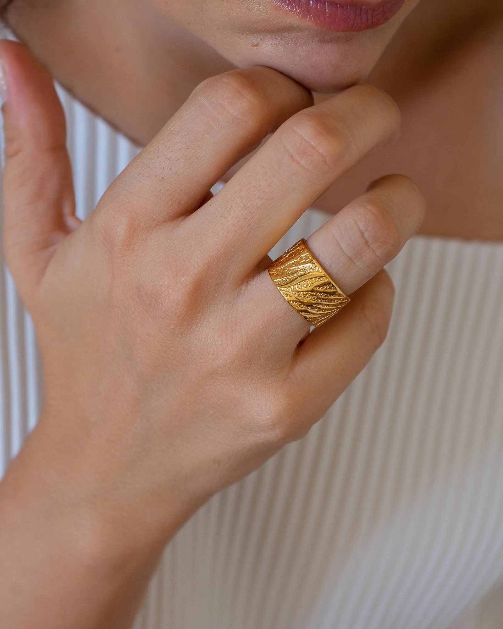 Gold Zebra Animal Print Pattern Ring