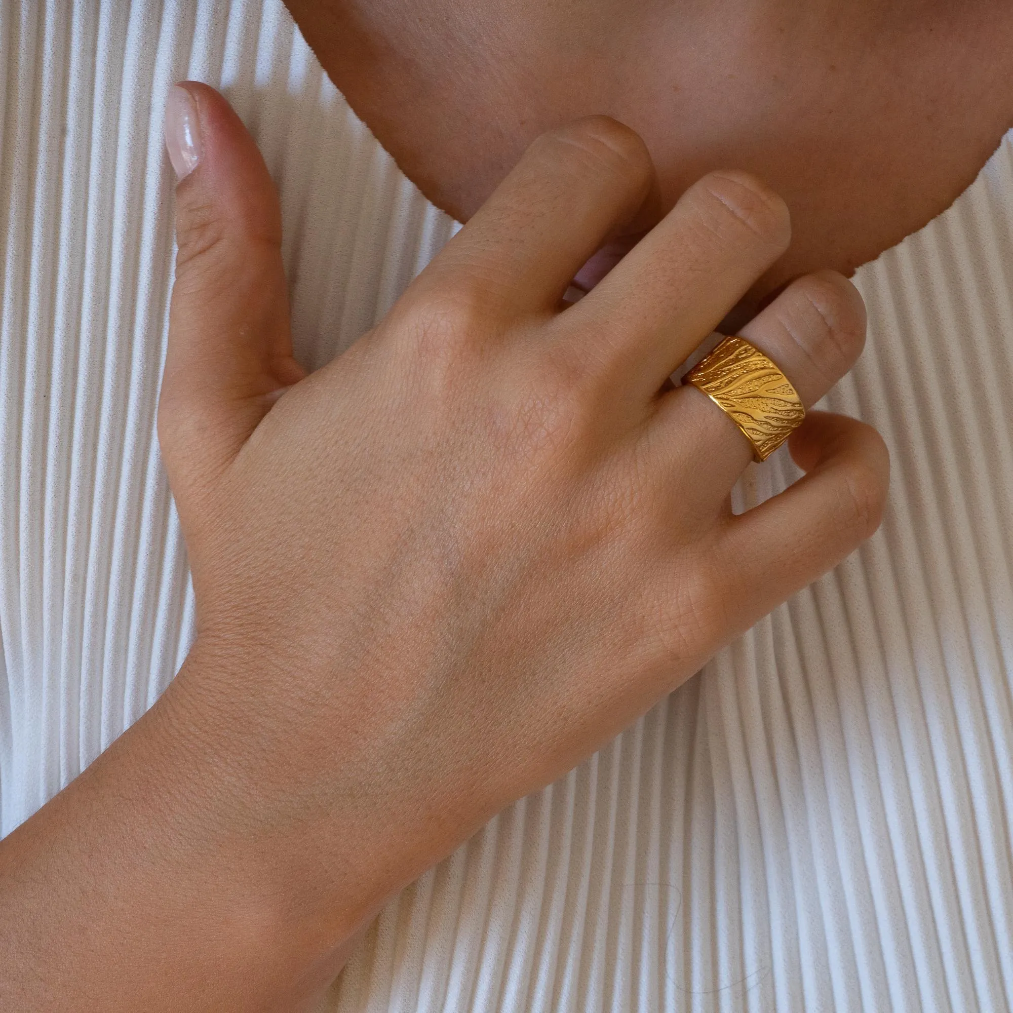 Gold Zebra Animal Print Pattern Ring