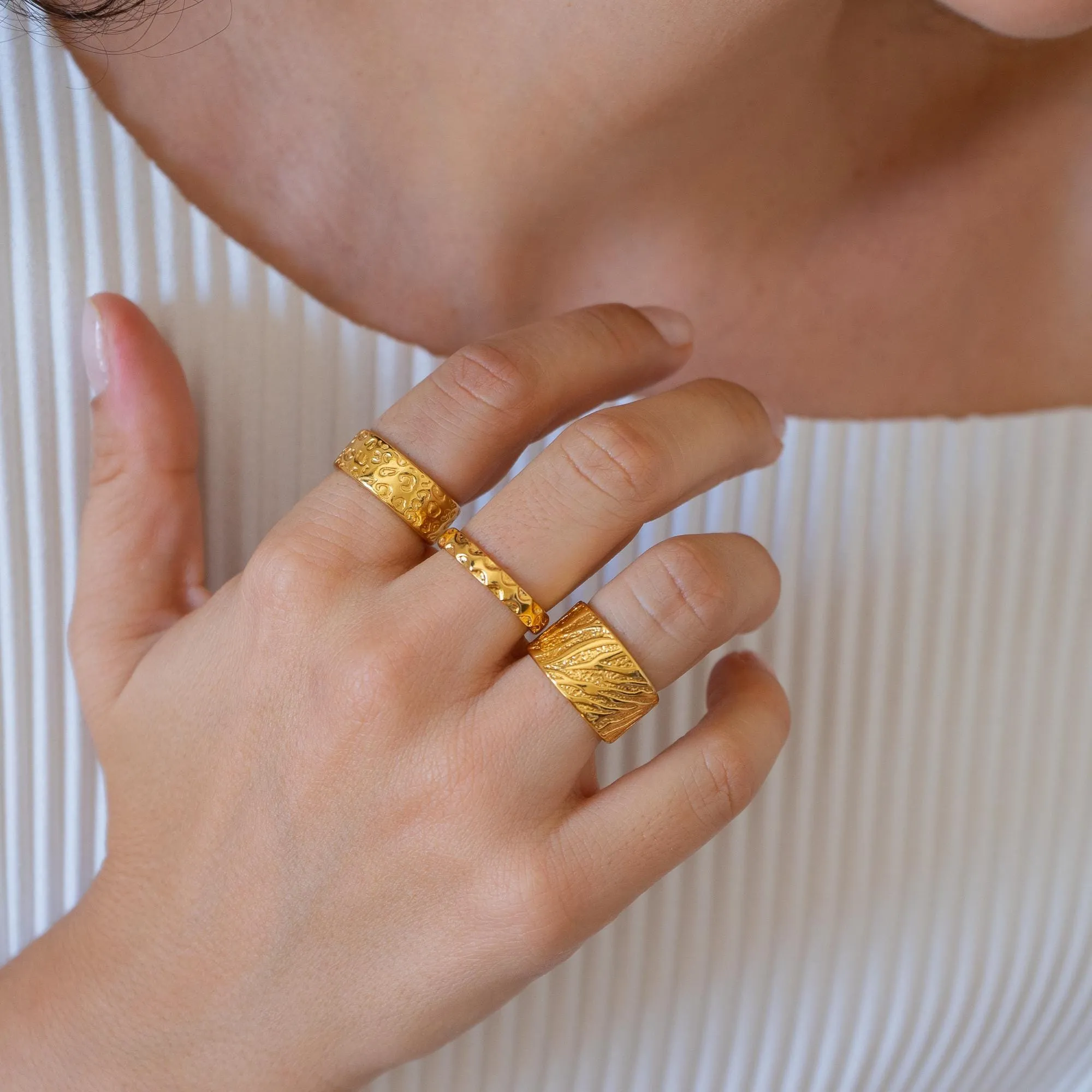Gold Zebra Animal Print Pattern Ring