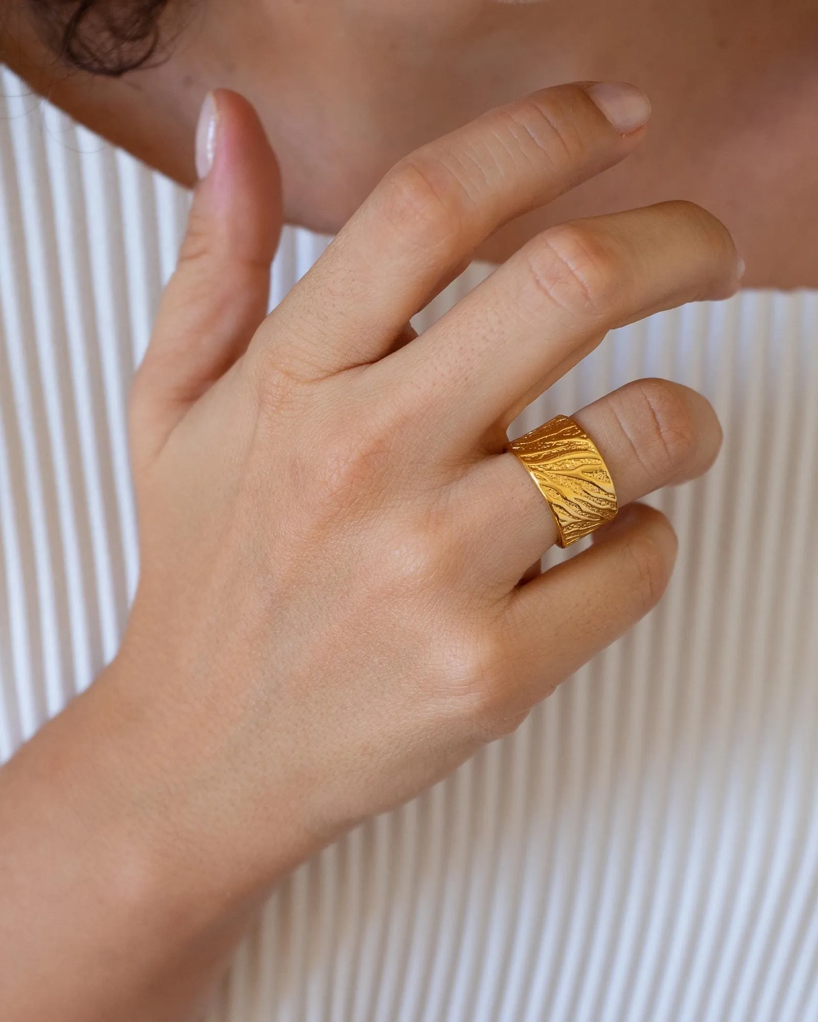 Gold Zebra Animal Print Pattern Ring