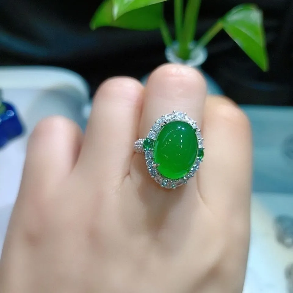 Green Agate Jade Women's Ring