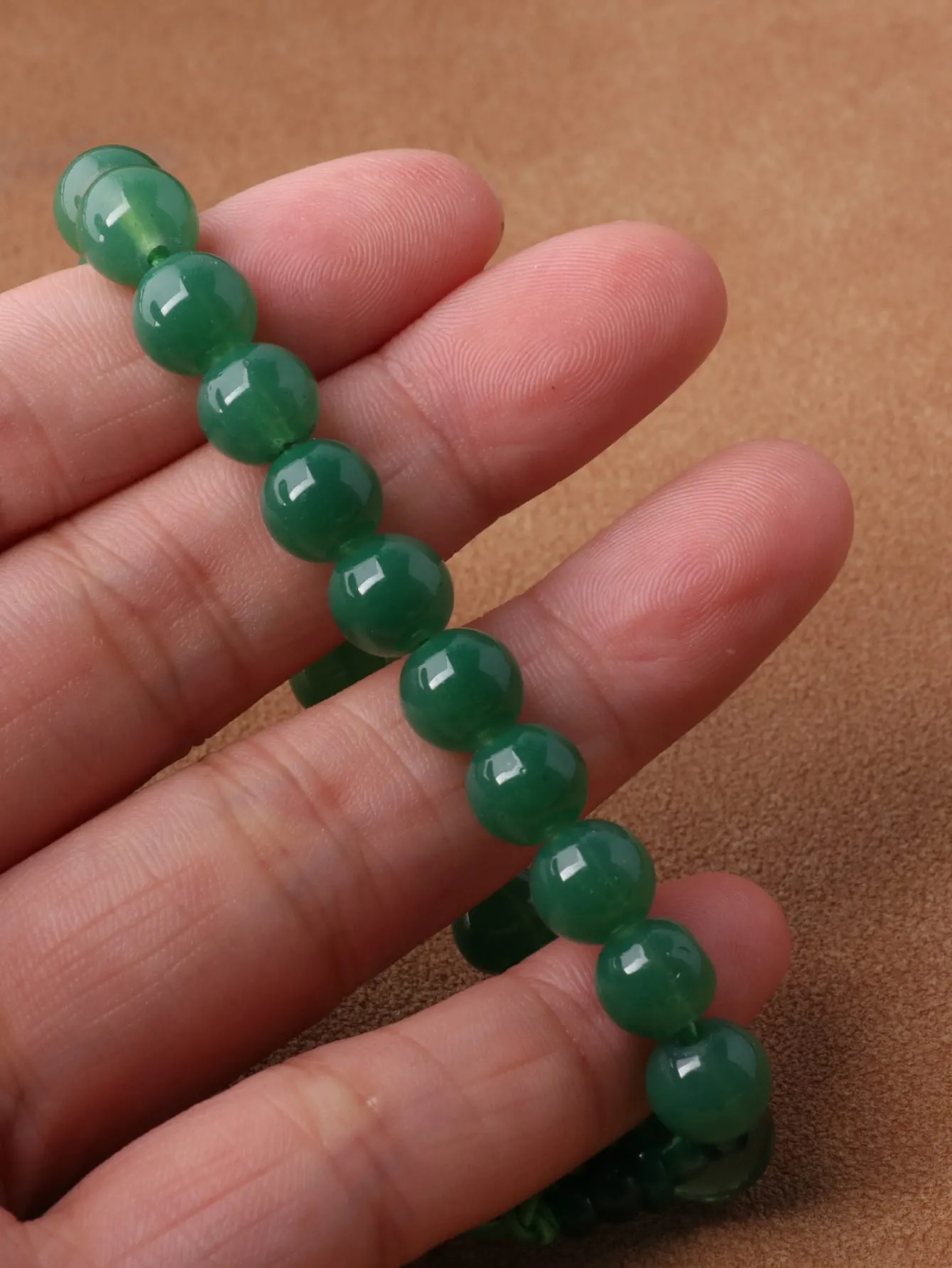 Green Crystal Decor Beaded Bracelet Adjustable Fit Unique Bracelet Accessory