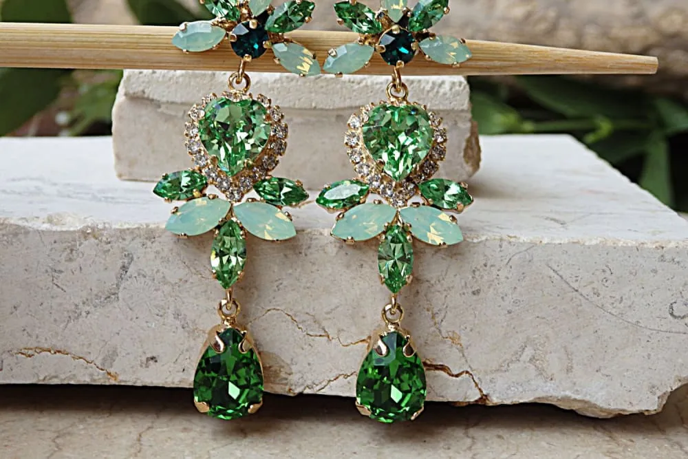 Green heart earrings