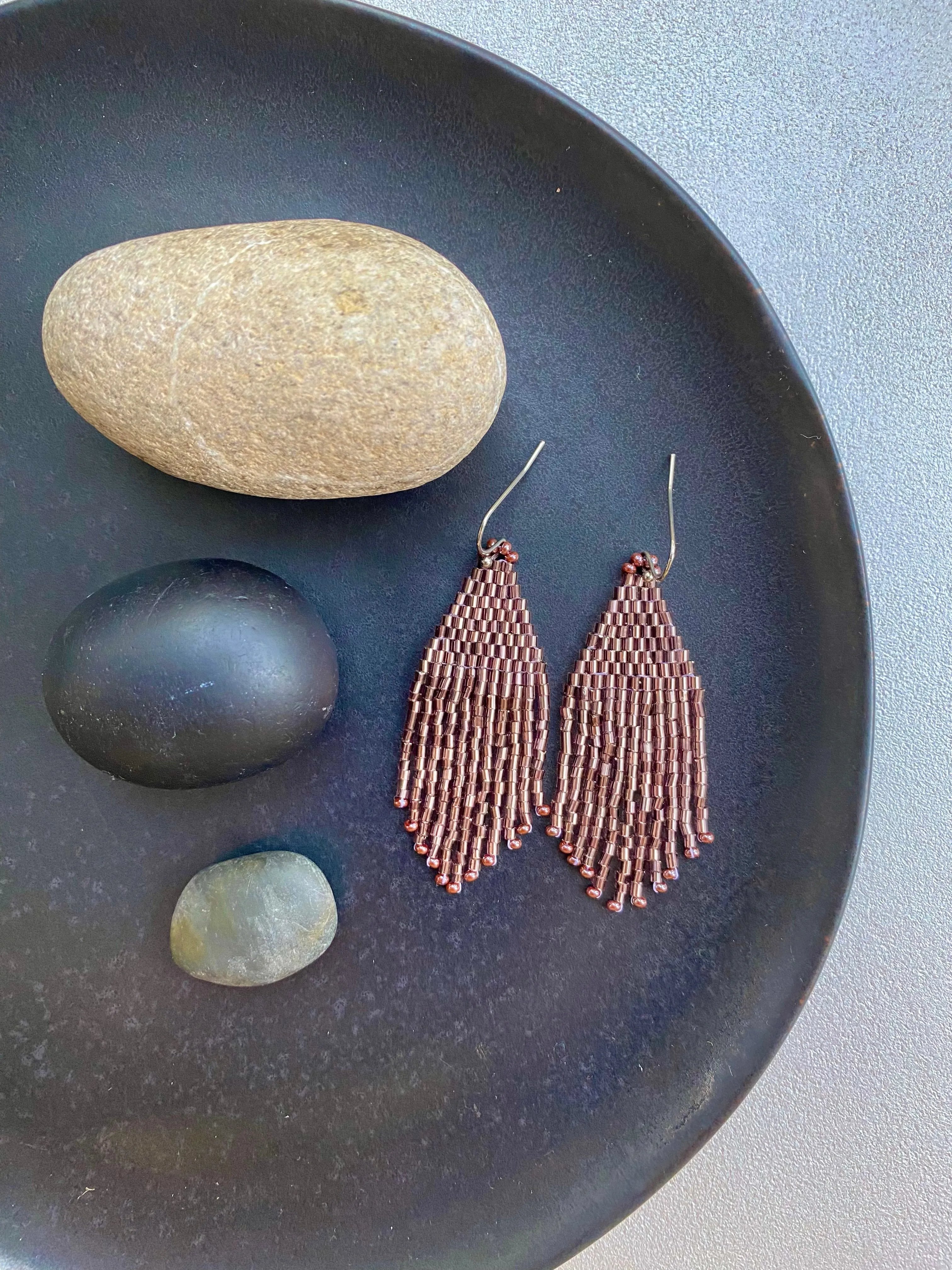 Handmade Very Shiny Seed Bead Earrings, Soft Purple Fringe Earrings, Festive Chandelier Earring, Boho Earrings, Dainty Statement Earring, Dangle Earrings