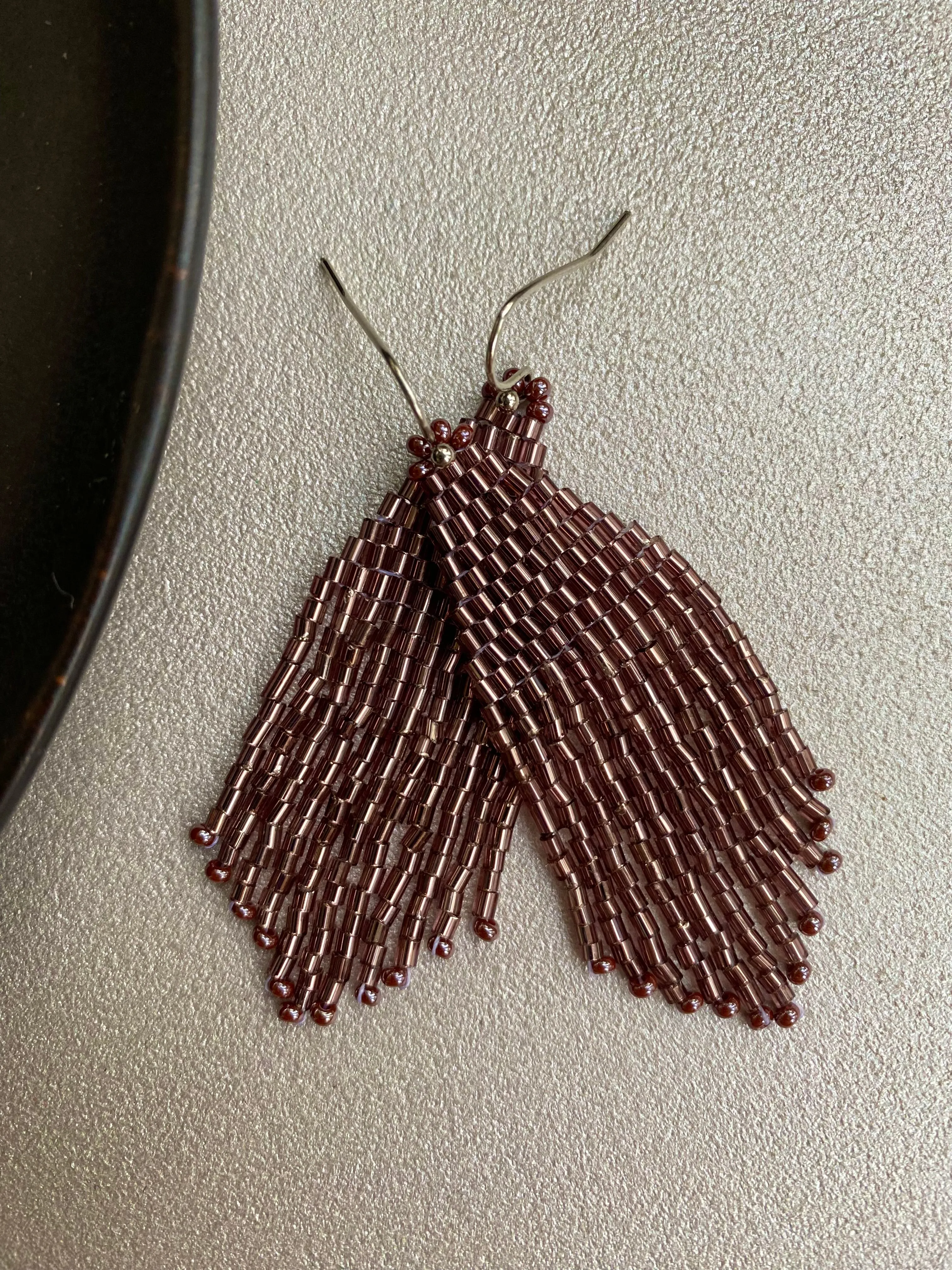 Handmade Very Shiny Seed Bead Earrings, Soft Purple Fringe Earrings, Festive Chandelier Earring, Boho Earrings, Dainty Statement Earring, Dangle Earrings