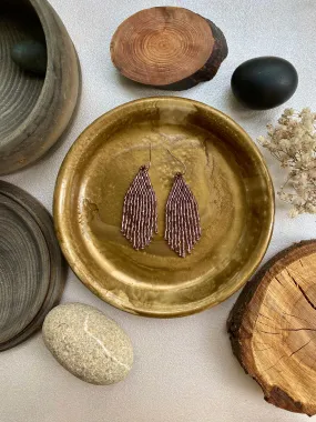 Handmade Very Shiny Seed Bead Earrings, Soft Purple Fringe Earrings, Festive Chandelier Earring, Boho Earrings, Dainty Statement Earring, Dangle Earrings
